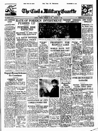 cover page of Civil & Military Gazette (Lahore) published on February 28, 1961