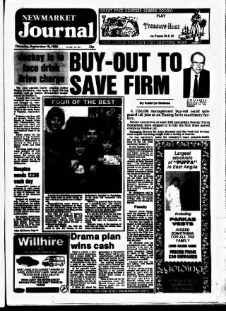 cover page of Newmarket Journal published on September 18, 1986