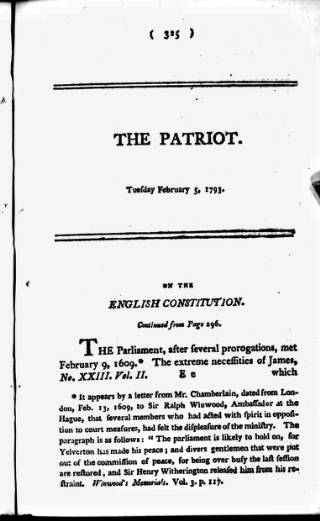 cover page of Patriot 1792 published on February 5, 1793