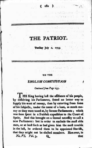 cover page of Patriot 1792 published on July 2, 1793