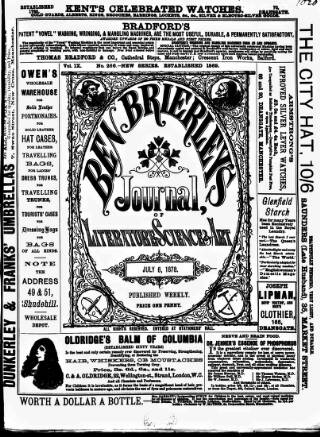 cover page of Ben Brierley's Journal published on July 6, 1878