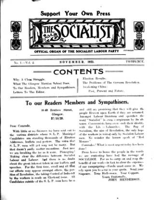 cover page of Socialist (Edinburgh) published on November 1, 1923