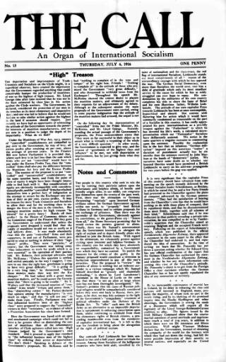 cover page of Call (London) published on July 6, 1916