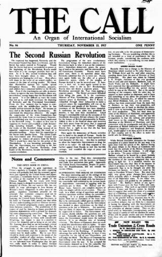 cover page of Call (London) published on November 15, 1917