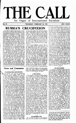 cover page of Call (London) published on February 28, 1918