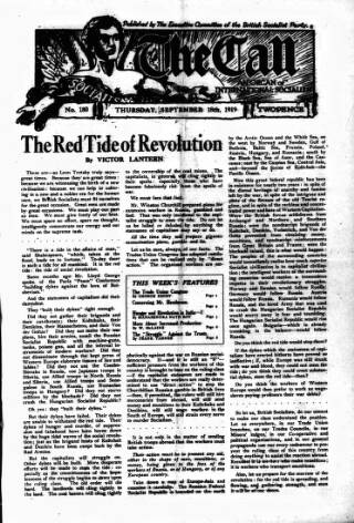 cover page of Call (London) published on September 18, 1919
