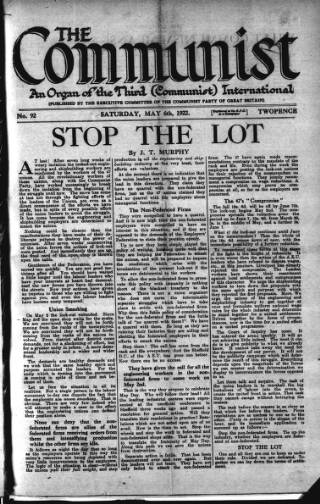 cover page of Communist (London) published on May 6, 1922
