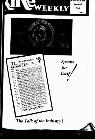 cover page of Kinematograph Weekly published on July 6, 1933