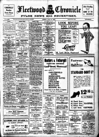 cover page of Fleetwood Chronicle published on July 6, 1923