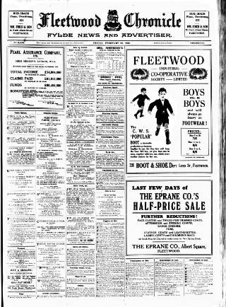 cover page of Fleetwood Chronicle published on February 28, 1930