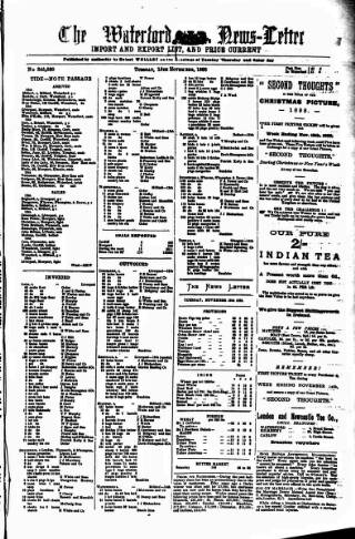 cover page of Waterford News Letter published on November 15, 1898