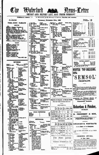 cover page of Waterford News Letter published on November 30, 1899
