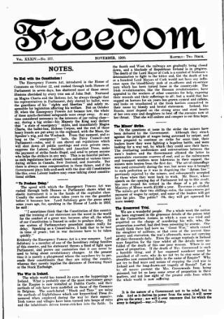 cover page of Freedom (London) published on November 1, 1920