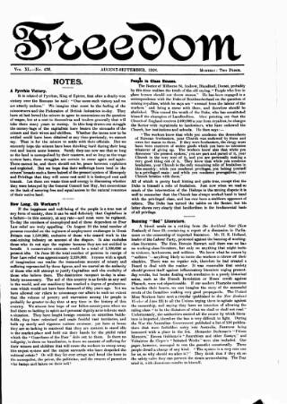 cover page of Freedom (London) published on September 1, 1926