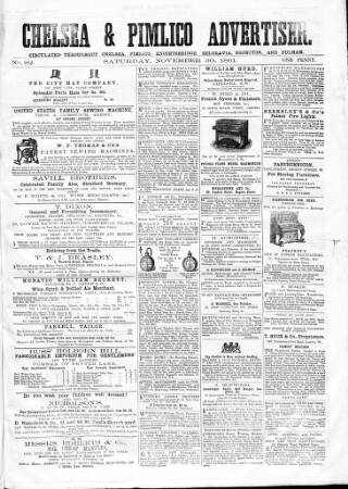 cover page of Chelsea & Pimlico Advertiser published on November 30, 1861