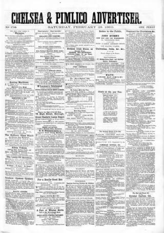 cover page of Chelsea & Pimlico Advertiser published on February 28, 1863