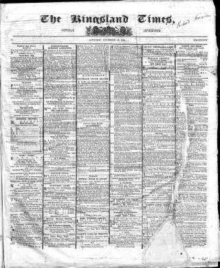 cover page of Kingsland Times and General Advertiser published on December 28, 1861