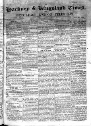 cover page of Kingsland Times and General Advertiser published on September 6, 1862