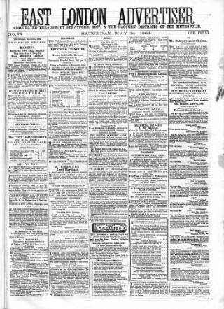 cover page of East London Advertiser published on May 14, 1864