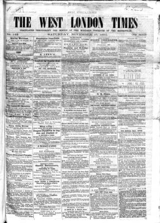 cover page of West London Times published on November 15, 1862