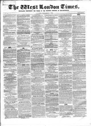 cover page of West London Times published on September 28, 1867