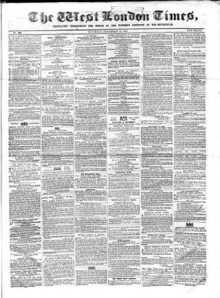 cover page of West London Times published on November 30, 1867