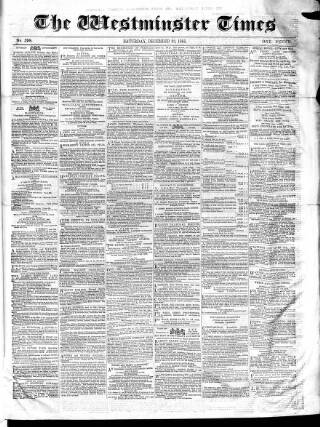 cover page of Westminster Times published on December 30, 1865