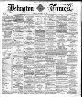 cover page of Islington Times published on November 15, 1861