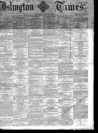cover page of Islington Times published on July 6, 1864