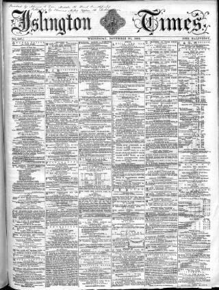 cover page of Islington Times published on November 30, 1864