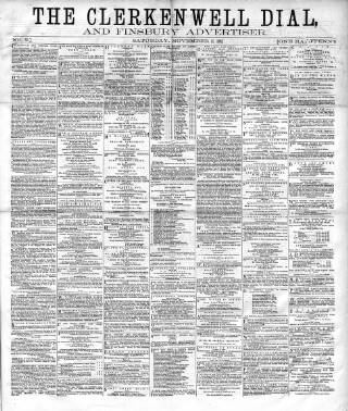 cover page of Clerkenwell Dial and Finsbury Advertiser published on November 15, 1862