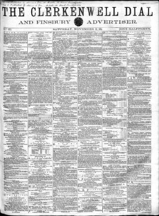 cover page of Clerkenwell Dial and Finsbury Advertiser published on November 19, 1864