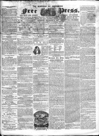 cover page of Borough of Greenwich Free Press published on September 18, 1858