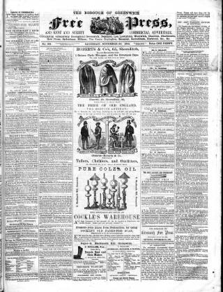 cover page of Borough of Greenwich Free Press published on November 30, 1861