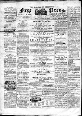 cover page of Borough of Greenwich Free Press published on February 28, 1863