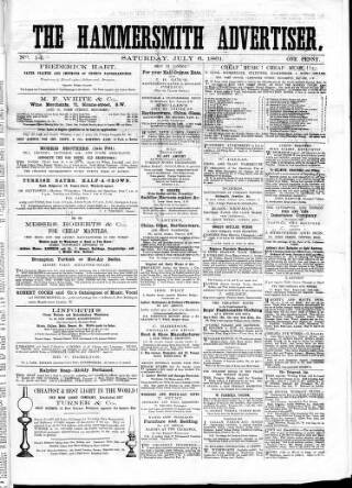 cover page of Hammersmith Advertiser published on July 6, 1861