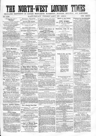 cover page of North-West London Times published on February 28, 1863