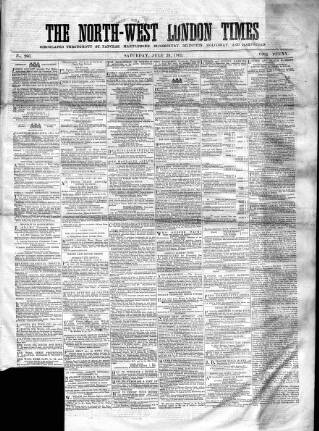 cover page of North-West London Times published on July 29, 1865