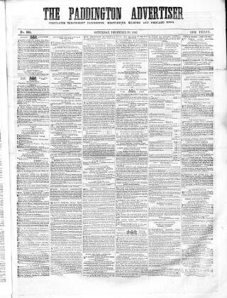 cover page of Paddington Advertiser published on December 30, 1865