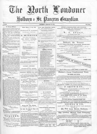 cover page of North Londoner published on February 28, 1874