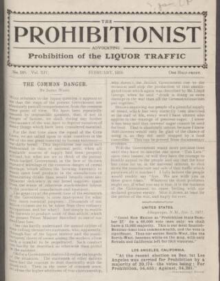 cover page of Prohibitionist published on February 1, 1918