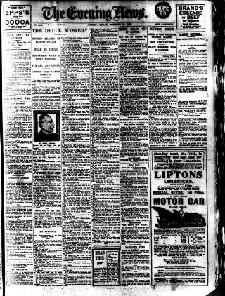 cover page of Evening News (London) published on November 15, 1907