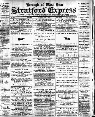 cover page of Stratford Express published on July 6, 1892