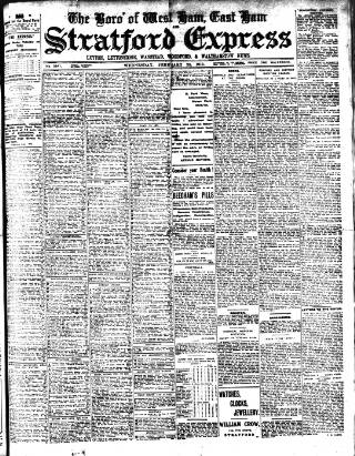 cover page of Stratford Express published on February 28, 1912