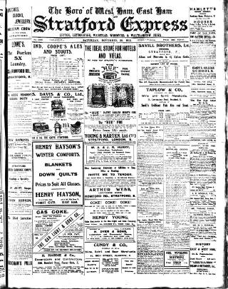 cover page of Stratford Express published on November 30, 1912
