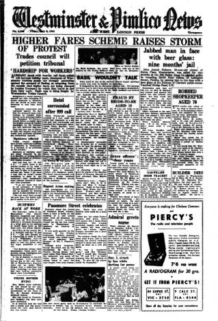 cover page of Westminster & Pimlico News published on July 6, 1951