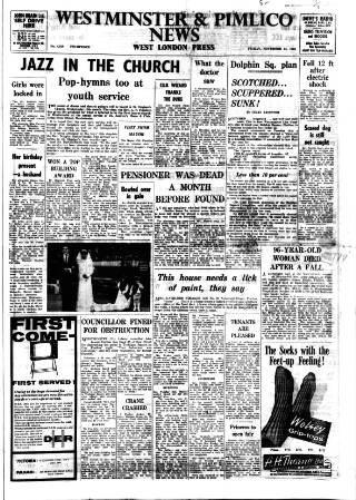 cover page of Westminster & Pimlico News published on November 15, 1963