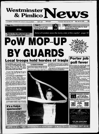 cover page of Westminster & Pimlico News published on February 28, 1991