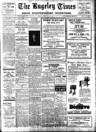 cover page of Rugeley Times published on February 28, 1930
