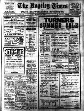 cover page of Rugeley Times published on July 6, 1935